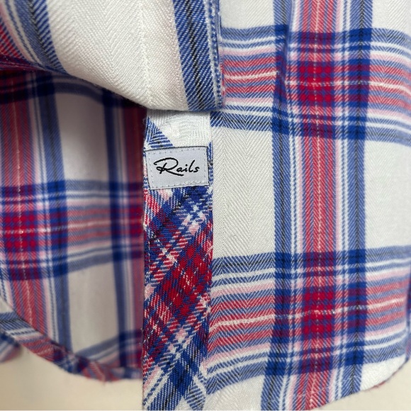 Rails Soft Plaid Button-up Top Hunter White Azure Scarlet XS - Picture 6 of 12